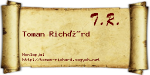 Toman Richárd névjegykártya
