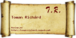 Toman Richárd névjegykártya